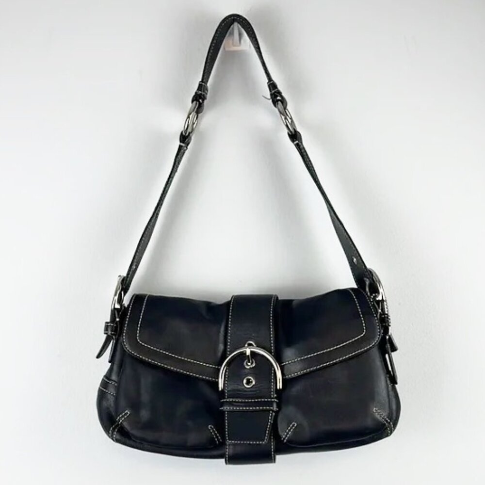 Coach Y2K Soho Buttery Soft Double Pocket Buckle Hobo Shoulder Bag Black 3653 - Picture 1 of 15